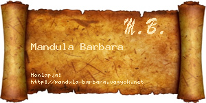 Mandula Barbara névjegykártya
